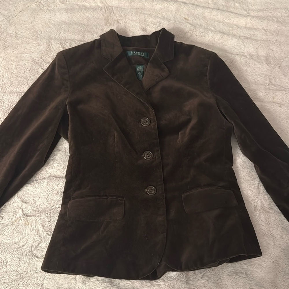 Lauren Ralph Lauren Brown Velvet Blazer Size 4
